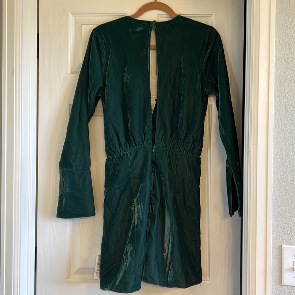 ASOS Green Velvet Wrap Dress - Picture 5 of 5